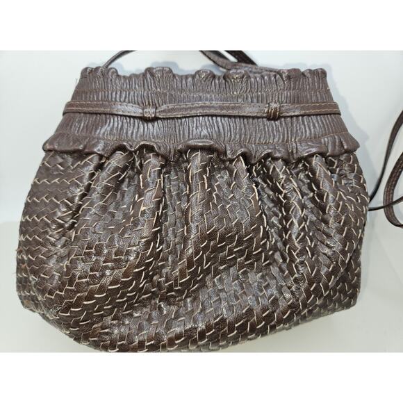 Fendi Shoulder Bag Brown Leather Vintage Braided Pochette Mini Draws 7x5 - Picture 12 of 16